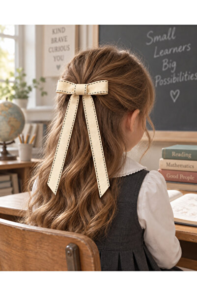 chipiques Black Punto Stitched Tail Ballerina Bow with Automatic Clip