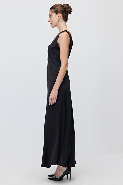 PAULMARK Women's V-Neck Sleeveless Satin Long Dress