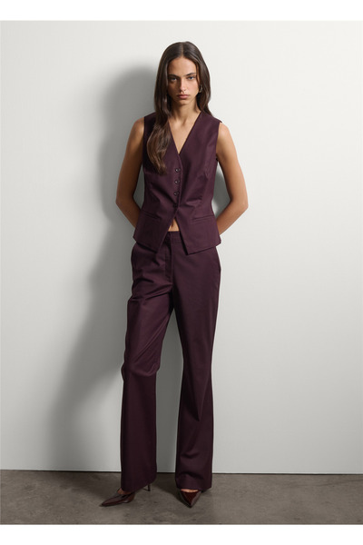 Stefanel Mor Bol Paça Esnek Pamuklu Pantolon