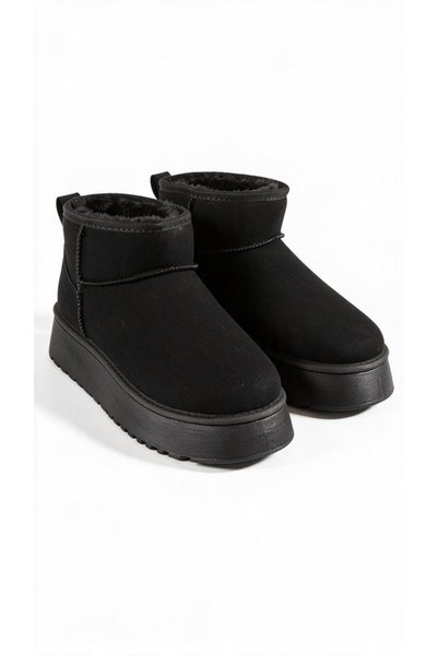 ALOGO Ghete scurte dama imblanite, impermeabile, slip-on, cu talpa groasa ant...