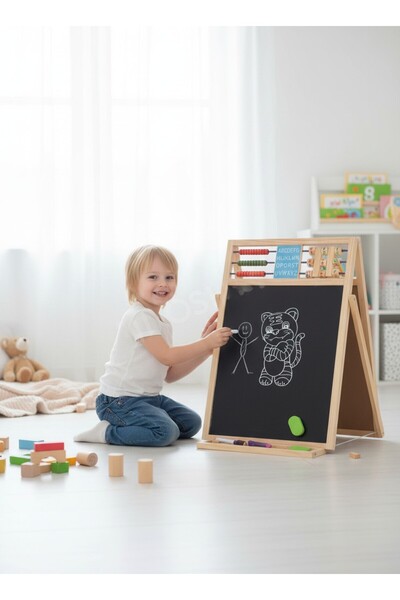 OEM Tablă Magnetică Multifuncțională din Lemn pentru Copii 3+ Ani, Tablă de S...