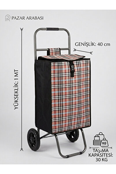 Evimsa Fami Çantalı pazar arabası pötikare desenli metal pazar arabası 30 kg ...