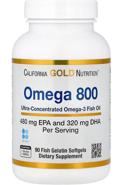 California Gold Nutrition Omega 800 Fish Oil Gelatin Softgels - 1000mg, 90