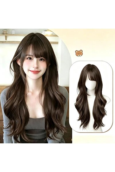 Generic Brand Long Wavy Wig for Women，Natural Synthetic Curly Brown Wig，Layer...