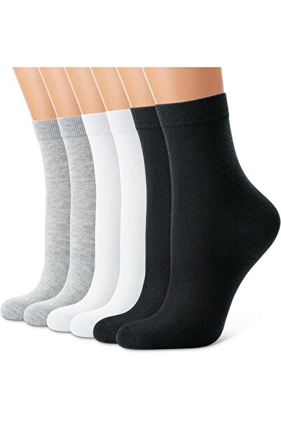 KASTWAVE 6 Pairs Women’s Crew Socks Cotton Ankle Socks Soft Breathable Non Sl...