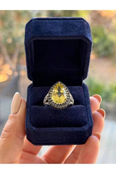 keskin silver DOĞAL SİTRİN TAŞLI ÖZEL TASARIM YÜZÜK 💛