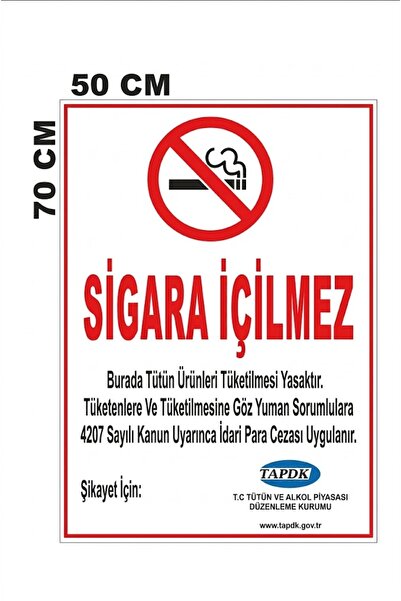 2026 Yönetmeliğine Uygun Sigara İçilmez Levhası 50x70 CM Kendinden Yapışkanlı folyo