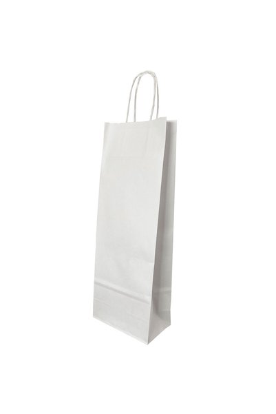 OEM PAPER BAG BOTTLES TWISTED HANDLE 14 x 8 x 39 CM WHITE/WHITE PAPIROTI