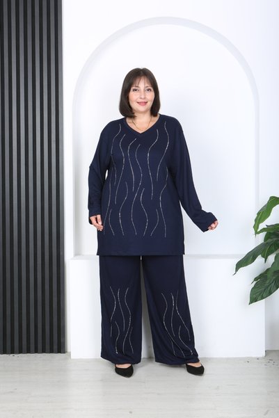 XL Modam Women's Stone-Embellished Plus Size Suit