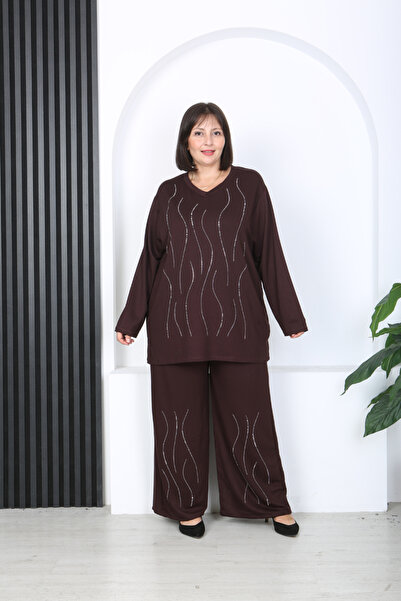 XL Modam Women's Stone-Embellished Plus Size Suit
