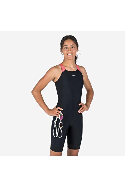 Decathlon Nabaiji Çocuk Y Kesim Sırt Detaylı Şortlu Yüzücü Mayosu - Siyah - K...