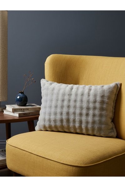 ADEN BEBEK AKSESUARLARI 35X50 Decorative Pillow Bubble Plush Throw Pillow Puffy Soft Textured Rectangular Fiber Filled Pillow Gray