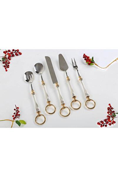 BULUTHOMEAKSESUAR 5-Piece Silver Serving Set with Rings