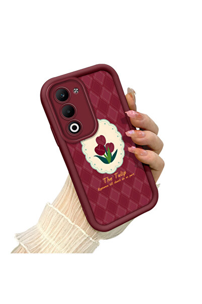 SLIMFELT Oppo A5 4G/5G Uyumlu Retro Elmas Desenli Lale Kılıf, Günlük Darbeler...