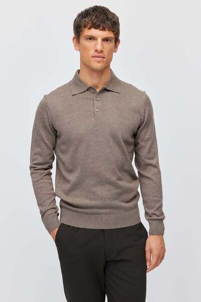PAULMARK Men's Buttoned Polo Collar Slim Knit Sweater