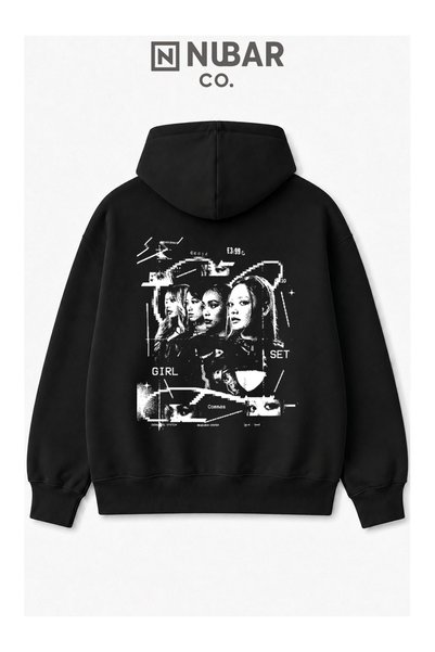 PANDORICA سترة بقلنسوة بتصميم مميز مطبوع عليها Girlset Kpop للجنسين بثلاثة خي...