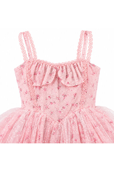 doneel Girls Floral Tulle Party Dress – White – Size S