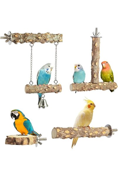 DMG TECH Natural Wood Bird Perches, 4 Pcs Bird Stand Branch for Parakeet Love...