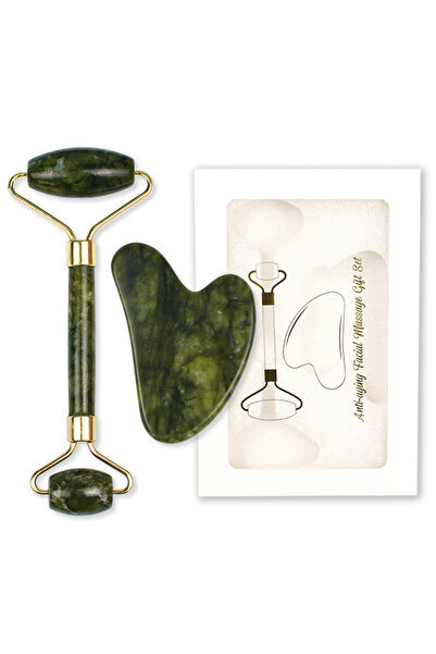 Diason Natural Jade Roller and Gua Sha Set, Anti-Aging Facial Massager Gift K...