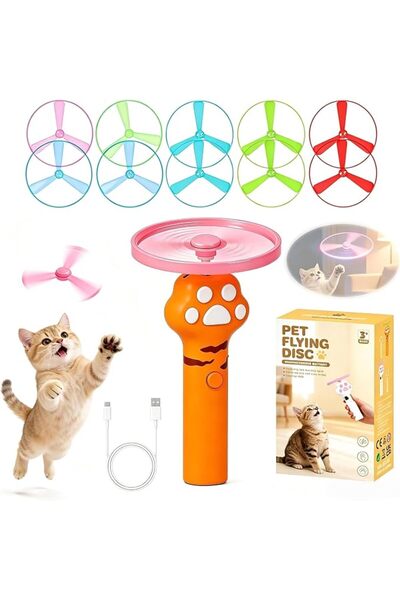 NIUBI Cat Fetch Launcher,Flying Disc Toy Rechargeable with 10 Flying Discs,Fl...