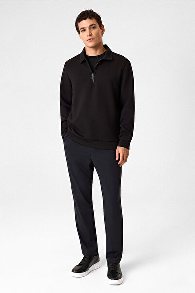 Back And Bond Black Zippered Burgundy Sweatshirt