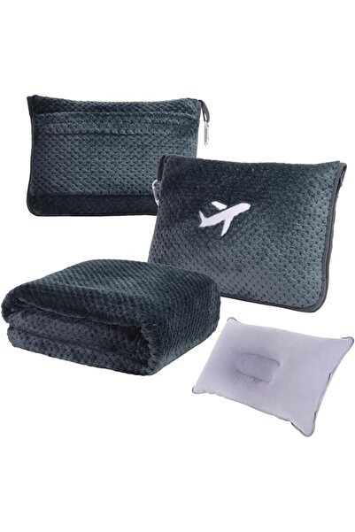 GENERAL 3 in 1 Travel Blanket Pillow Set - 350 GSM Thick Travel Blanket Airpl...