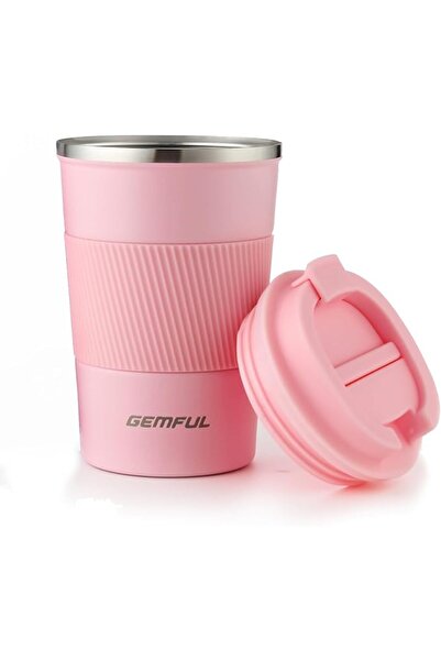 GEMFUL Coffee Mug 380ml - Leakproof Lid Reusable Metal Cup