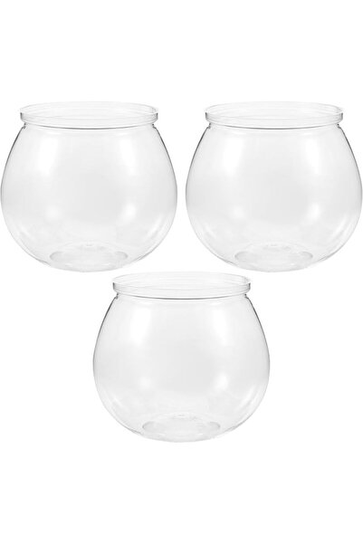 Generic 3pcs Transparent Plastic Fish Bowl Small Aquarium Desktop Fish Tank P...