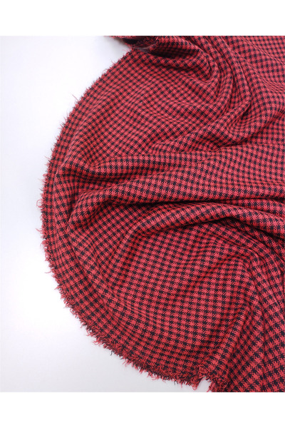 Kumaş Parça Red Black Gingham Thin Flexible Jacquard Knitted Fabric for Cardi...