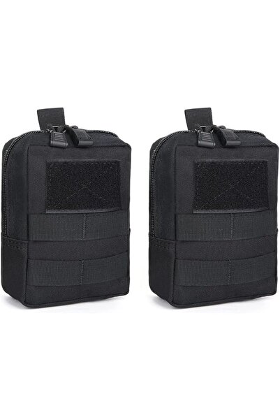 JOYZZZ Outdoor Pouch, 2PCS Black Waist Bag with Belt Clip, Durable Outdoor Ut...