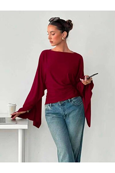 Machetta Women's Spanish Slit Long Sleeve Slim Sweatshirt with Bow Detail on ...