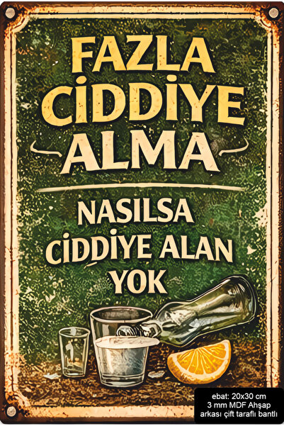 Hayat Poster Take It Too Seriously. Wall Writing Retro Wooden Poster Mdf Pain...