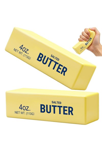 OEM Jucărie pufoasă tip unt, set de 2 piese, Momcbebe, antistres, pufoasă, 14x4x3.8 cm, galben deschis