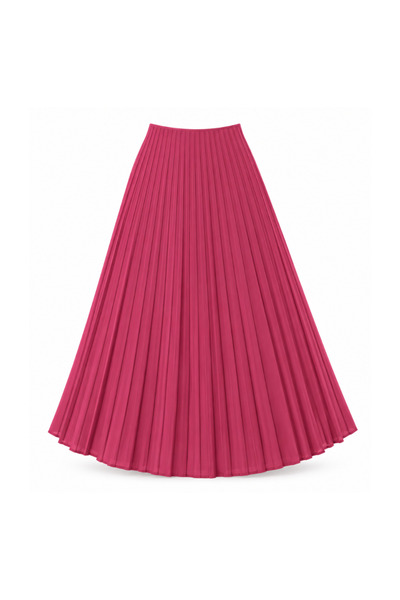 doneel Women’s Pink Pleated Maxi Skirt with Elastic Waistband – Free Size
