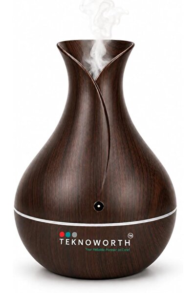 GENERAL 130ml USB Ultrasonic Humidifier with 7 Colour LED Light, Wood Grain A...