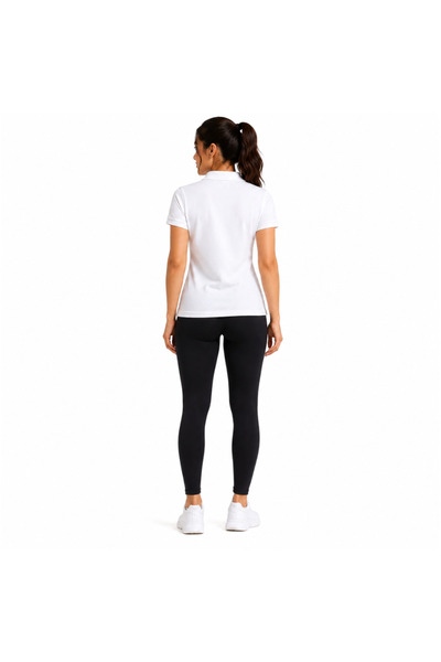 doneel Sasan Women's Classic White Polo Shirt – Large Short Sleeve Casual Collared Tee