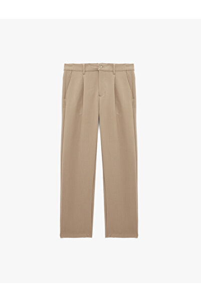 Koton Regular Fit Pocketed Viscose Blended Pleated Fabric Trousers