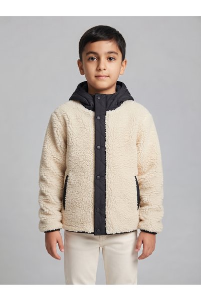 PIQUE Boy's Coat Plush Detailed Children's Coat