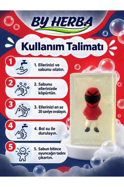 By Herba Transparent Glycerin Soap with Red Hero Figure Toy – 140 g