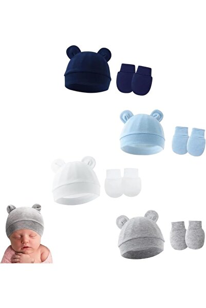 Duomama Soft Cotton Baby Hat and Mittens Set - Unisex Infant Beanie Cap with ...
