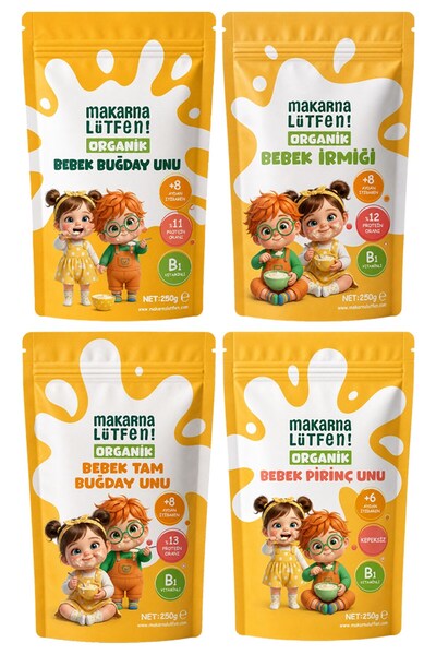 Makarna Lütfen Avantajlı 4 Lü Bebek Ek Gıda Seti (4x 250g)