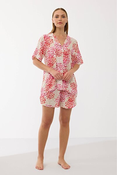 Anıl 11697 Women's Short Sleeve Shirt and Shorts Set