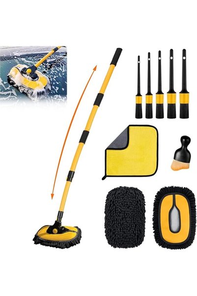 ANYUAN 15°Curved Wash Brush Car Wash Kit,55 inch Car Wash Mop Car Wash Kit,4-...