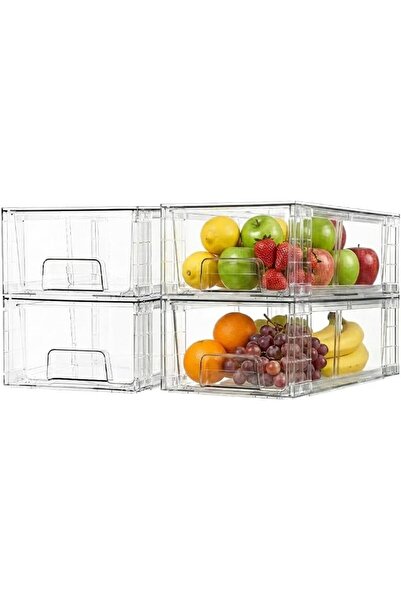 Vtopmart 4 Pack Clear Stackable Drawers Organizers, 30×19.5×11cm