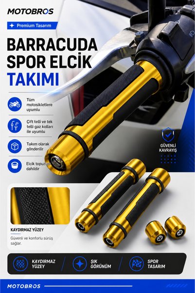 Motobros Motosiklet Barracuda Gold Spor Elcik Motor Elcik Motosiklet Aksesuar