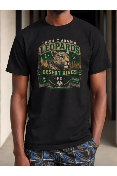 Wonder of U Vintage Desert Leopard Football Emblem Men's Cotton Crew Neck T-S...