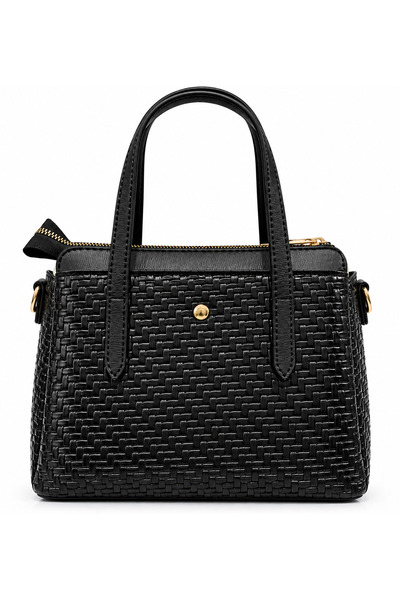 Sanmoris Women's Black Knitted Patterned Shoulder and Hand Bag Stylish and Practical Design