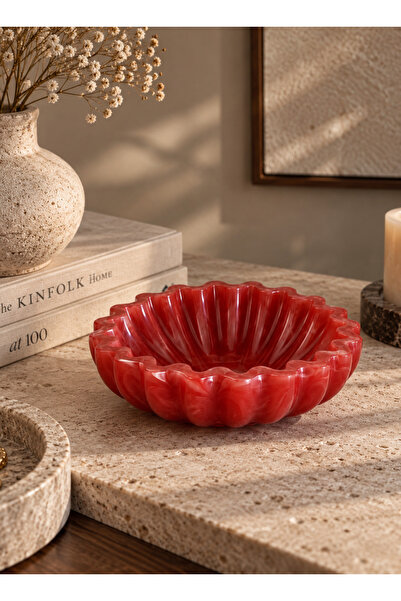 mindsoho Rusk Reçine Dekoratif Tabak | 15x4cm | Kırmızı