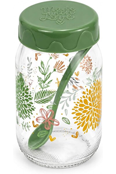 Herevin Decorative Glass Spice Jar with Pp Lid and Spoon Airtight Container f...