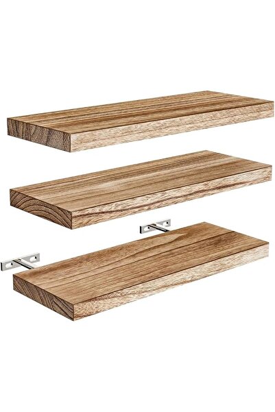 GENERAL Floating Shelves for Wall Set of 3,Rustic Natural Wood Wall Shelves f...